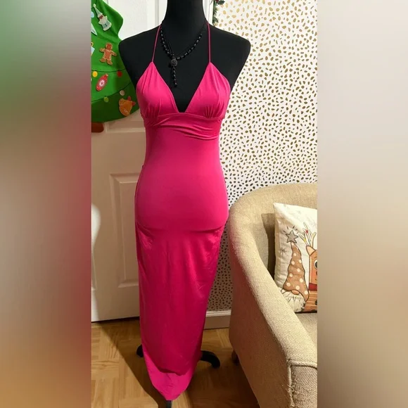 Pink Butterfly Backless Maxi Dress - Picture 2 of 9